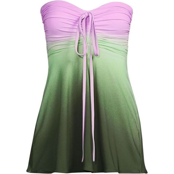 Land's End Ruched sweetheart halter swim dress wild lilac/olive ombré size 18 - Picture 1 of 7